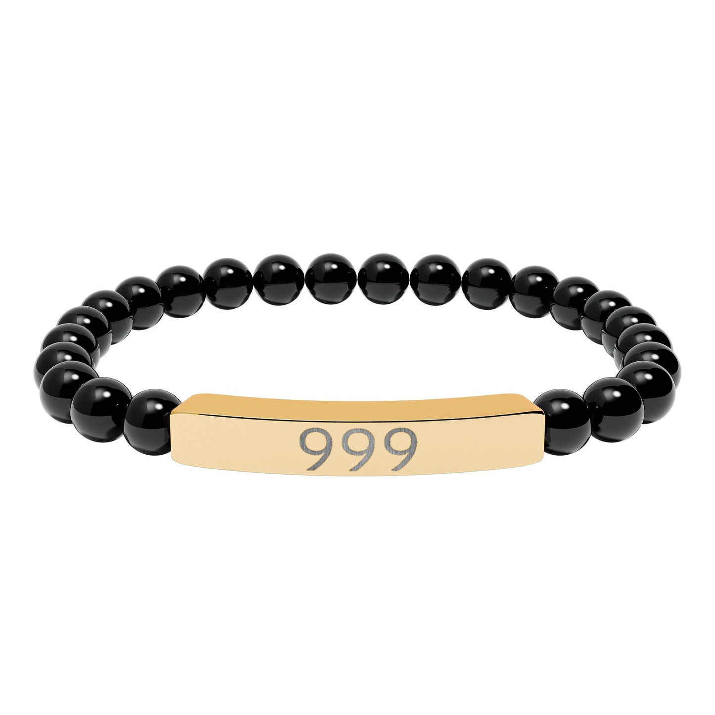 Engraved 999 Natural Stone Stretch Bar Bracelet