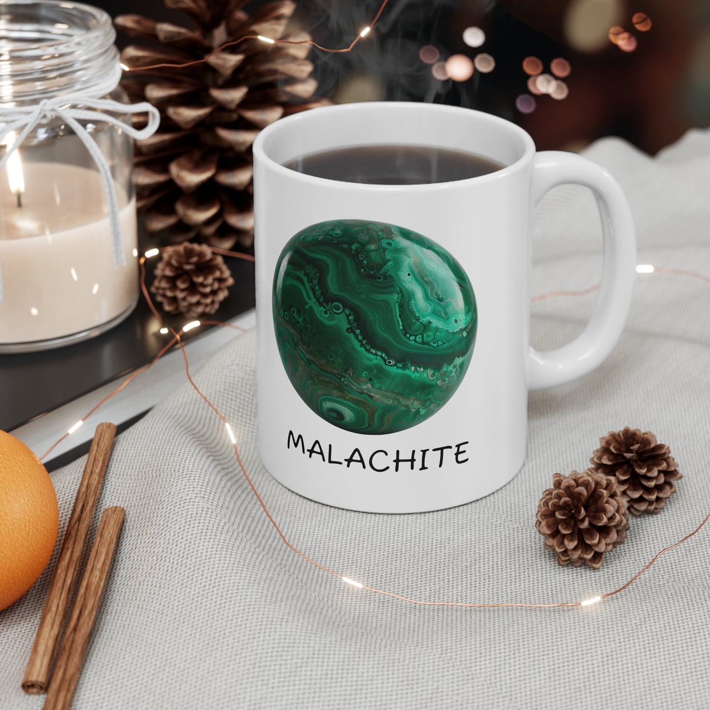 Mal's Malachite Crystal Collection Ceramic Mug, Coffee Cup