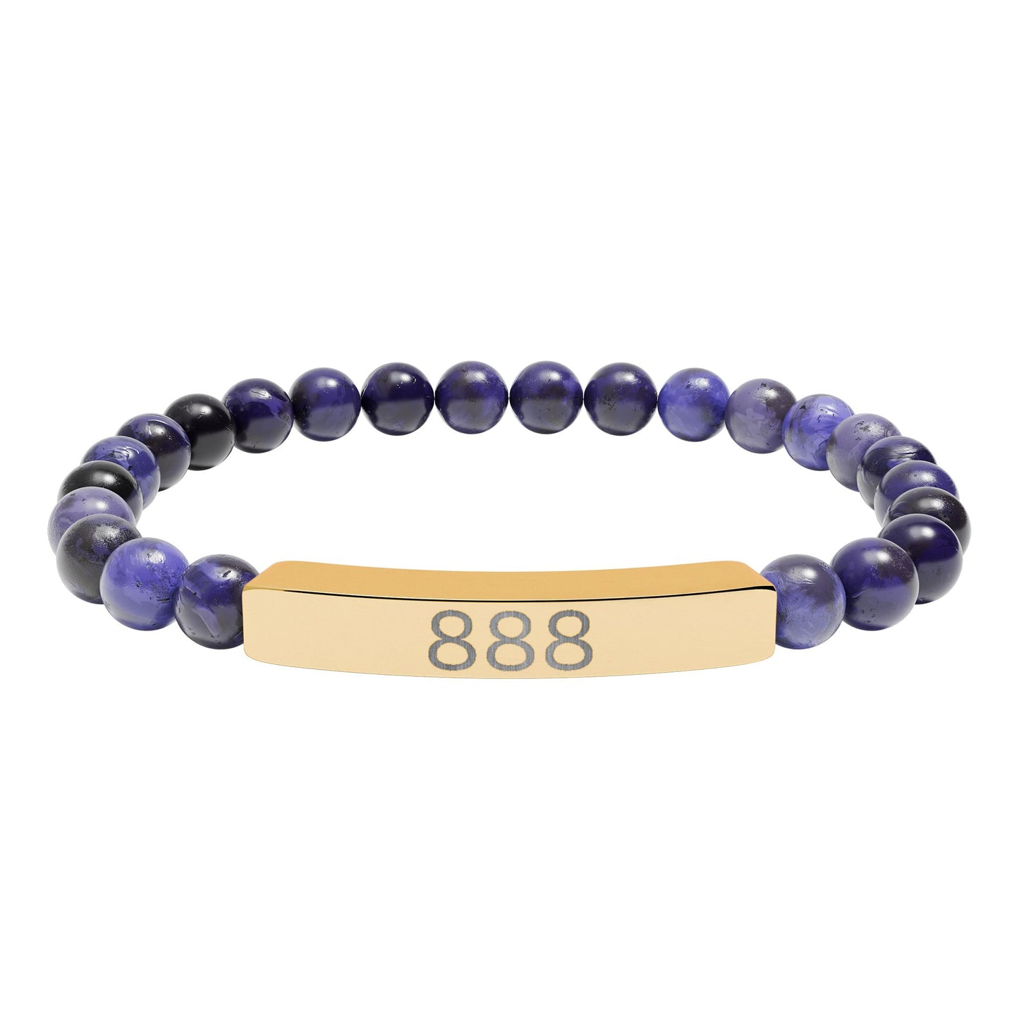 Engraved 888 Natural Stone Stretch Bar Bracelet
