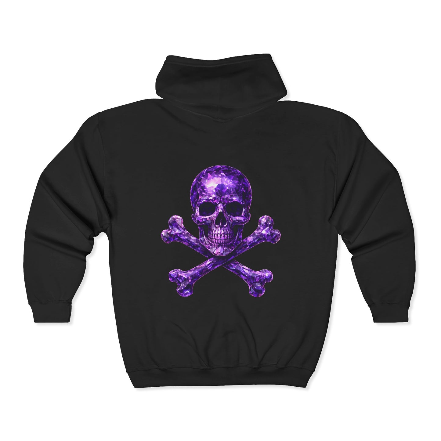 Amethyst Skull & Crossbones Adult Full Zip Sweatshirt - Hooded