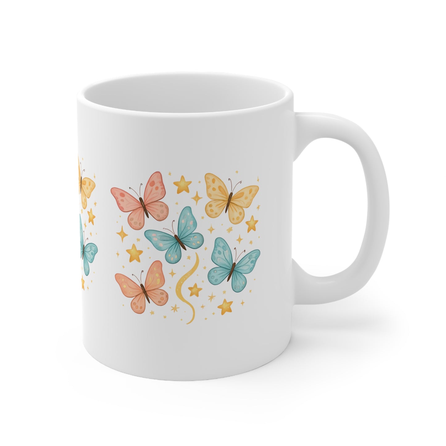 Bertha's Butterfly & Stars Ceramic Mug, Coffee Cup