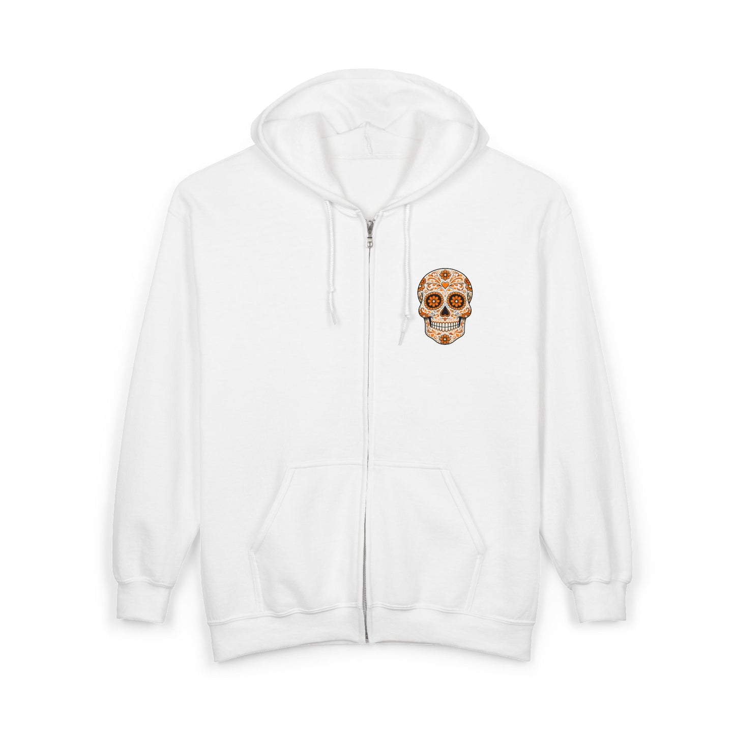 Orange Sugar Skull Full Zip Sweatshirt - Hooded