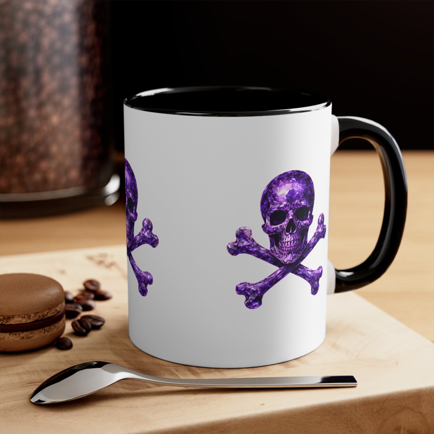 Amethyst Skull & Crossbones Ceramic Mug, Coffee Cup