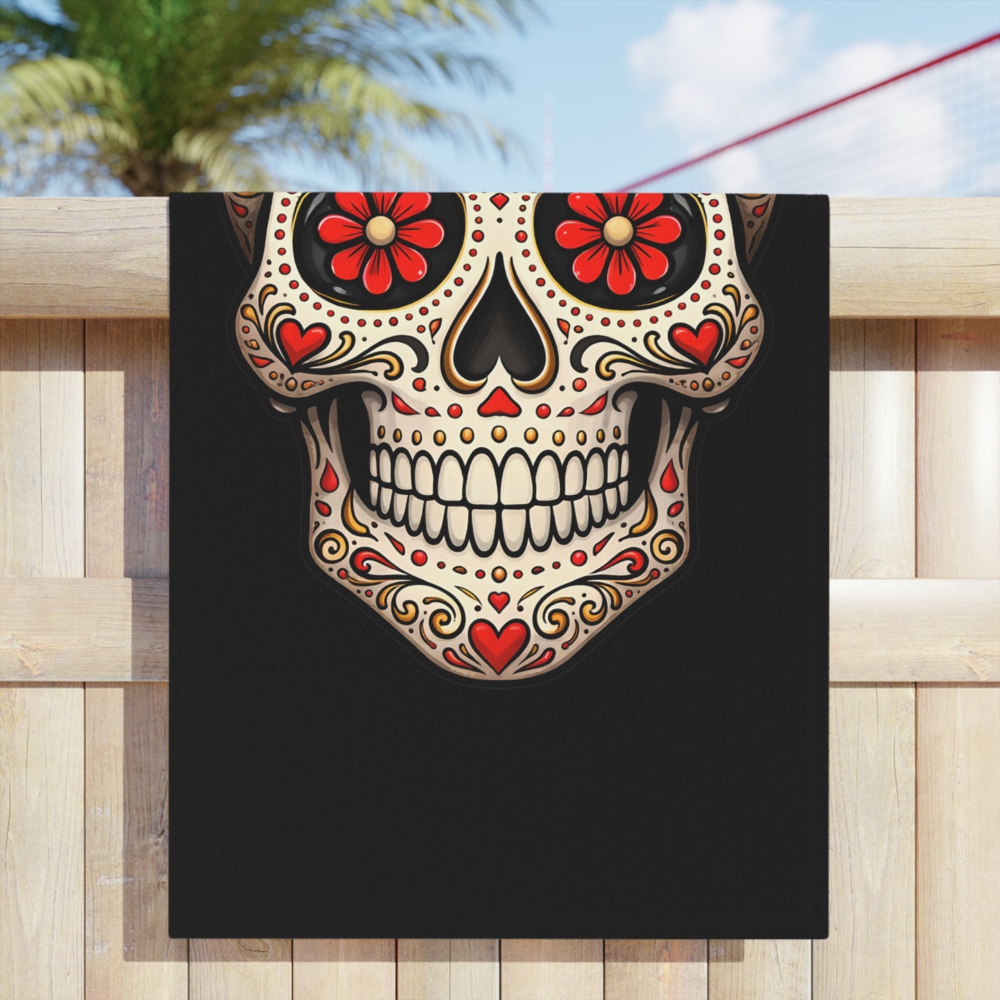 Riley's Red Sugar Skull Beach Towel