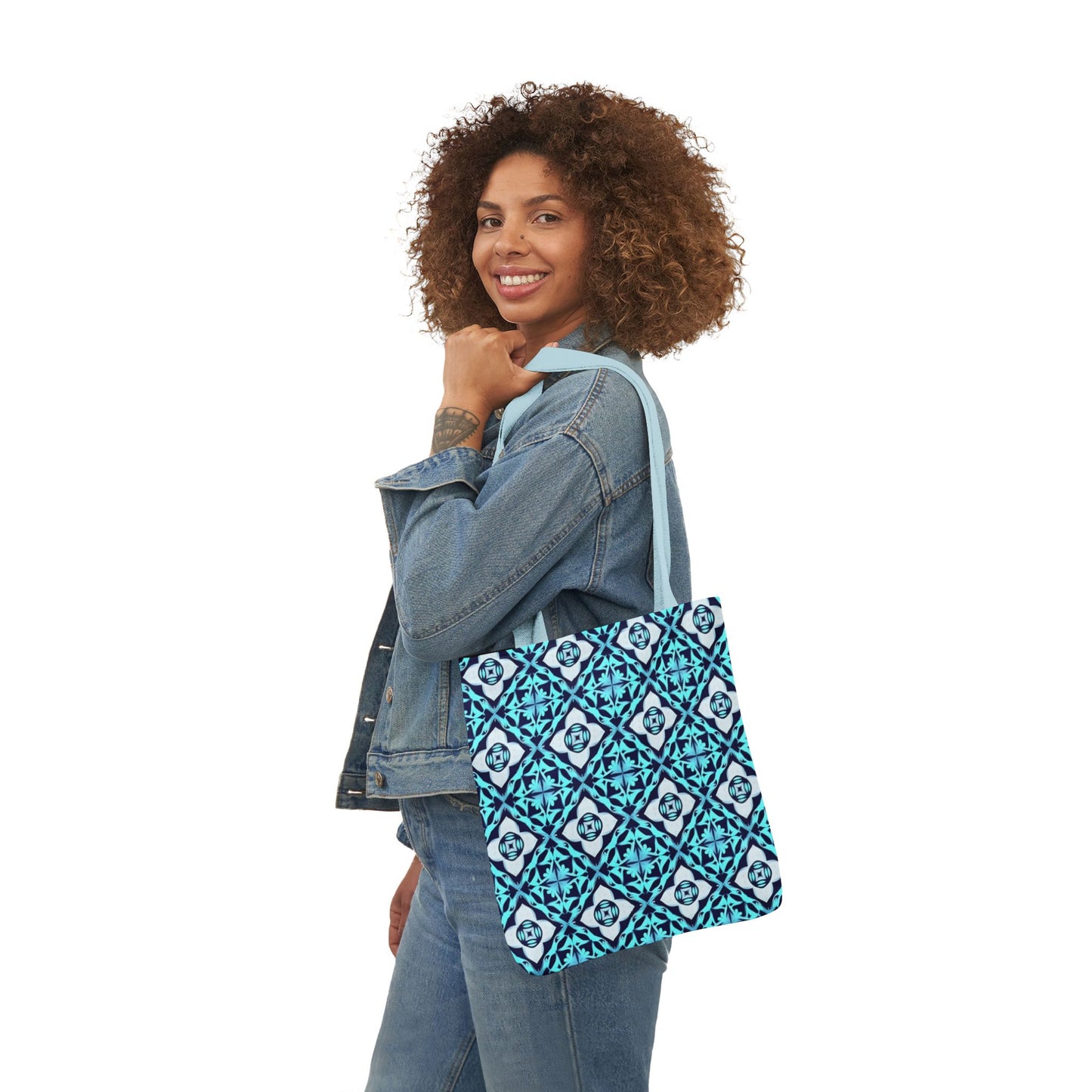 Gaia's Blue Geometric Tote Bag