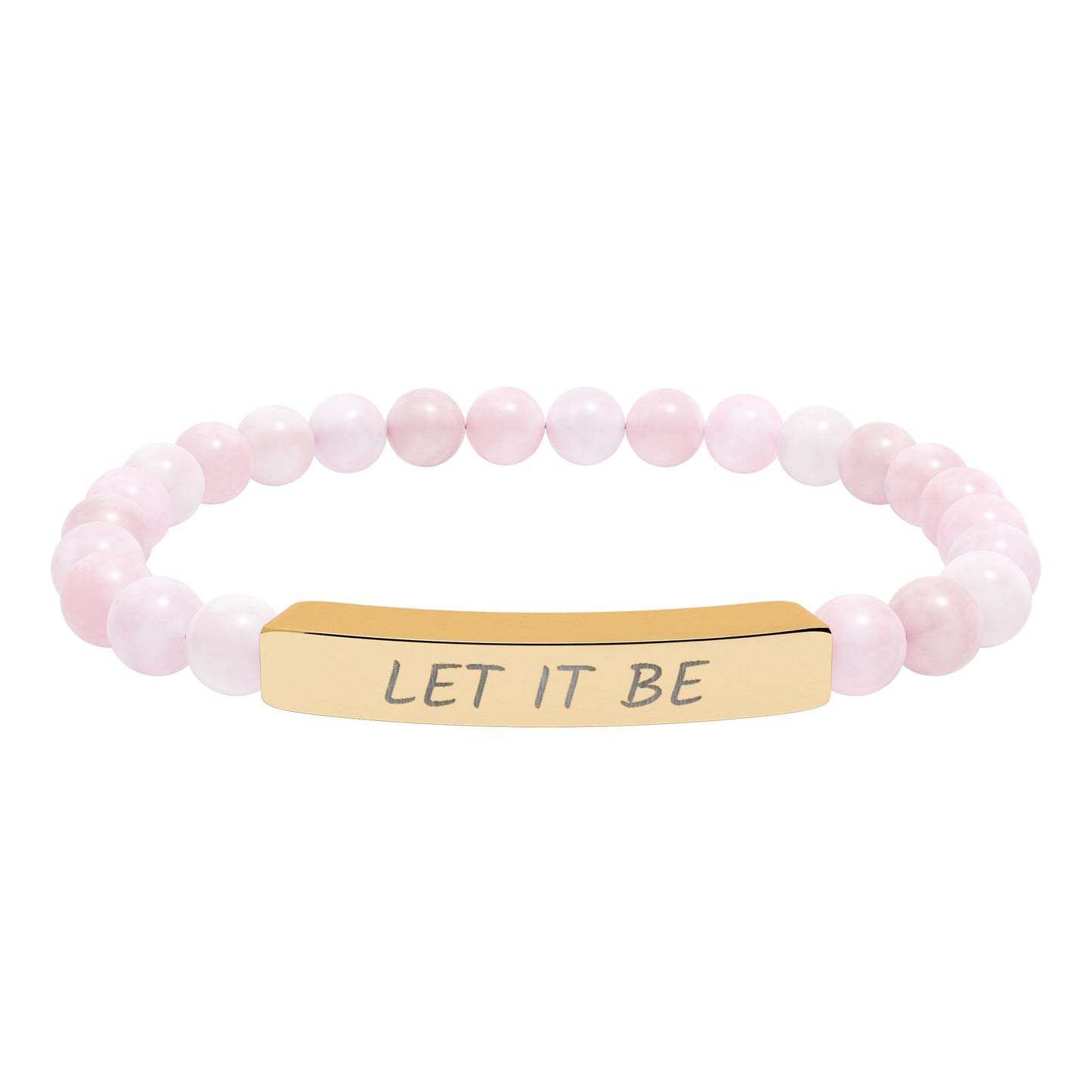 Engraved "Let It Be" Natural Stone Stretched Bar Bracelet