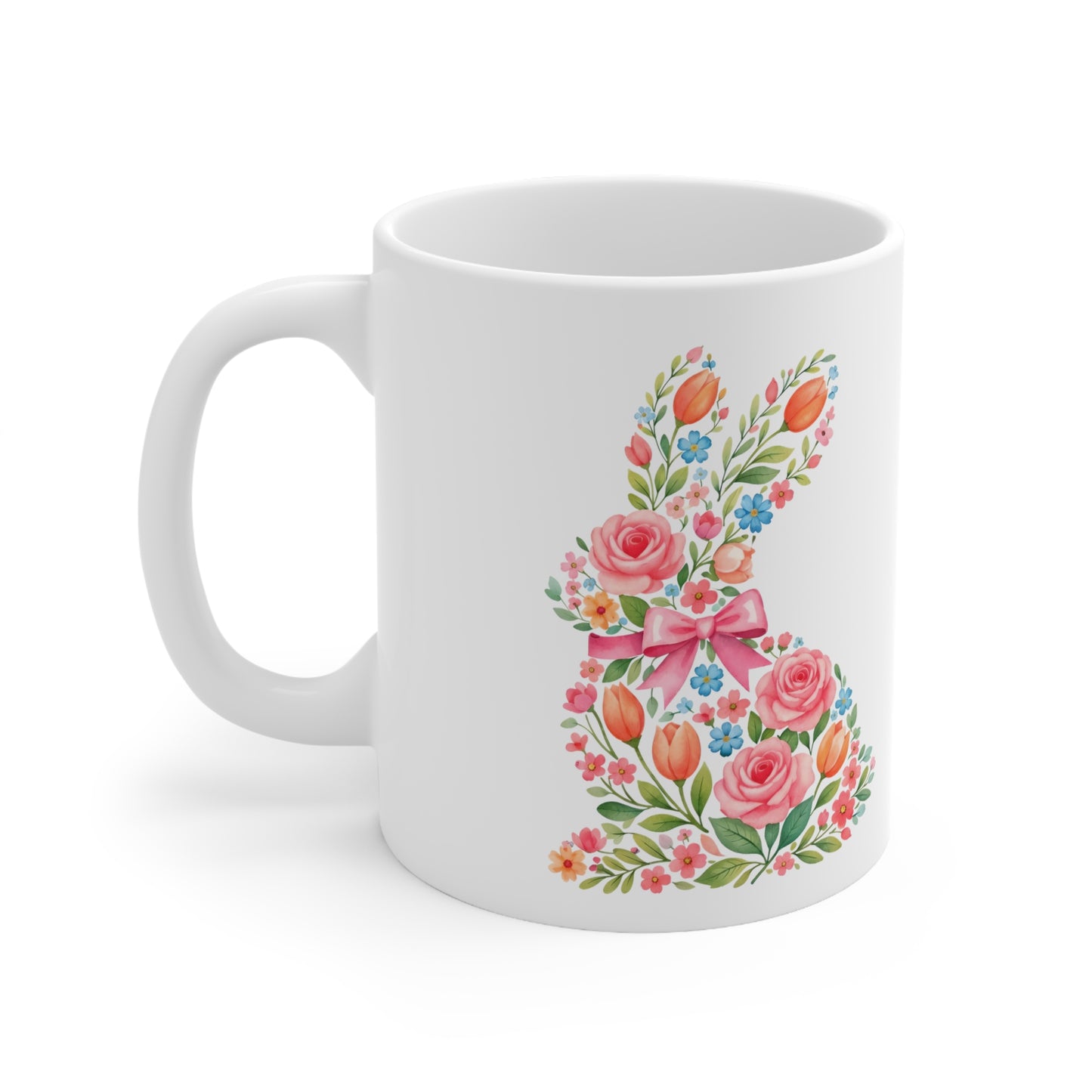 Floral Bunny Ceramic Mug, Coffee Cup