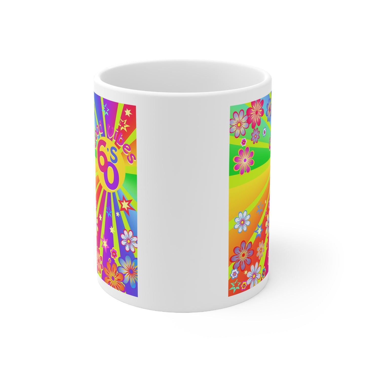 60s Retro Flower Power Ceramic Mug, Coffee Cup