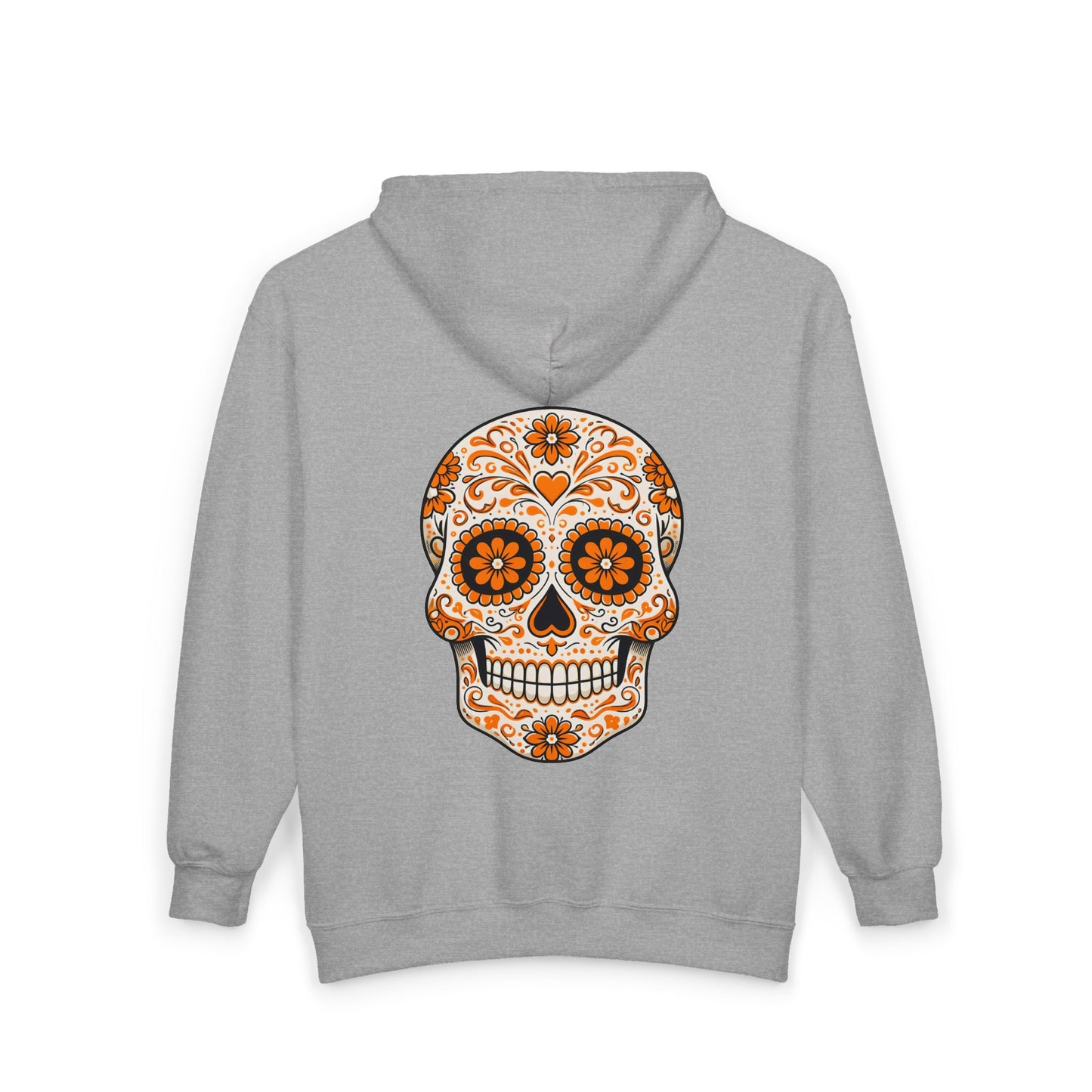 Orange Sugar Skull Full Zip Sweatshirt - Hooded