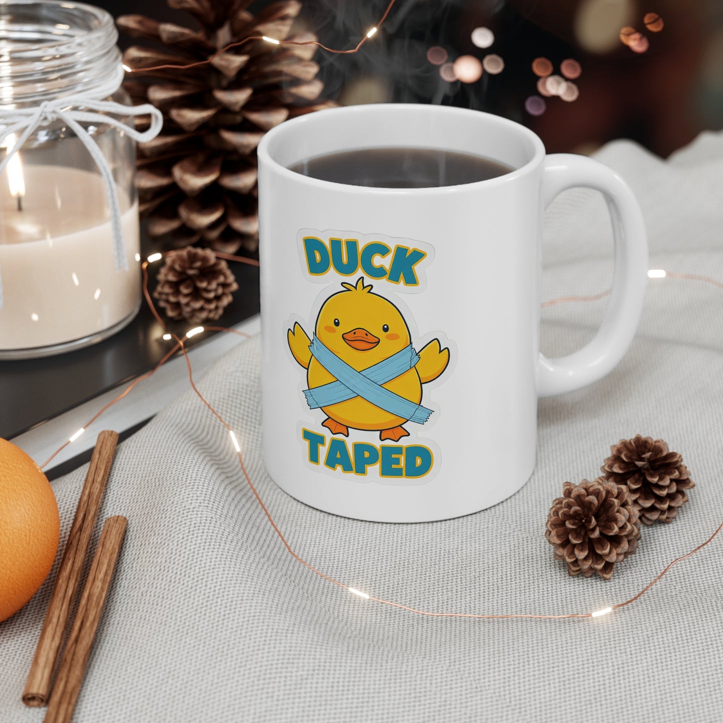 Duck Taped Ceramic Mug, Coffee Cup