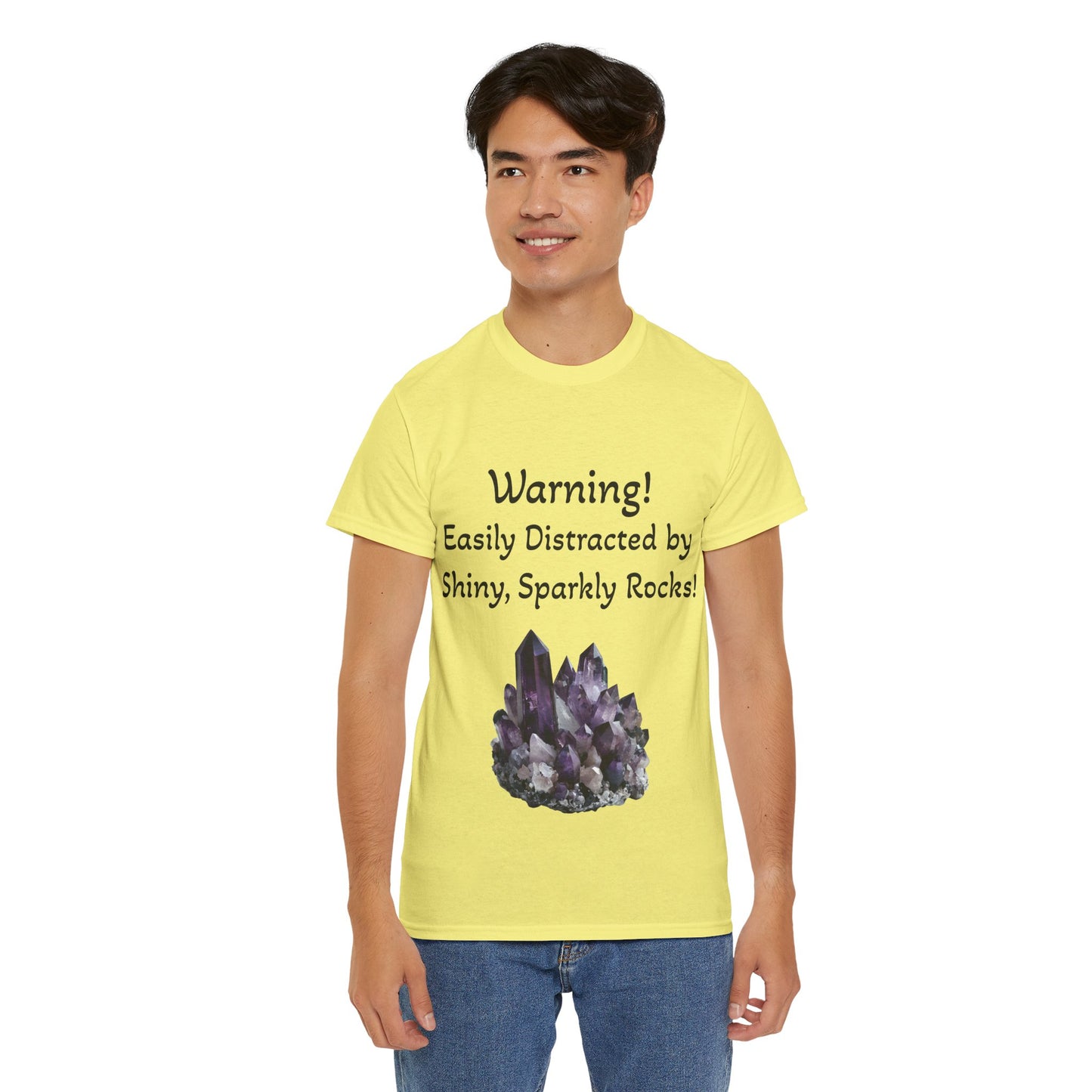 Waylon's "Warning! Easily Distracted by Shiny, Sparkly Rocks!" Adult Shirt