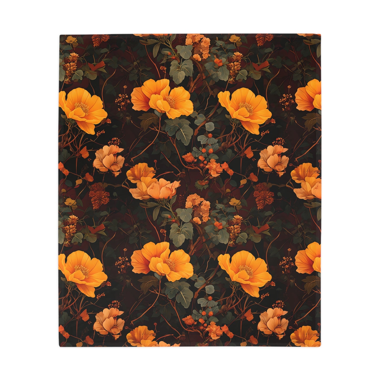 Gia's Golden Floral Plush Fleece Blanket