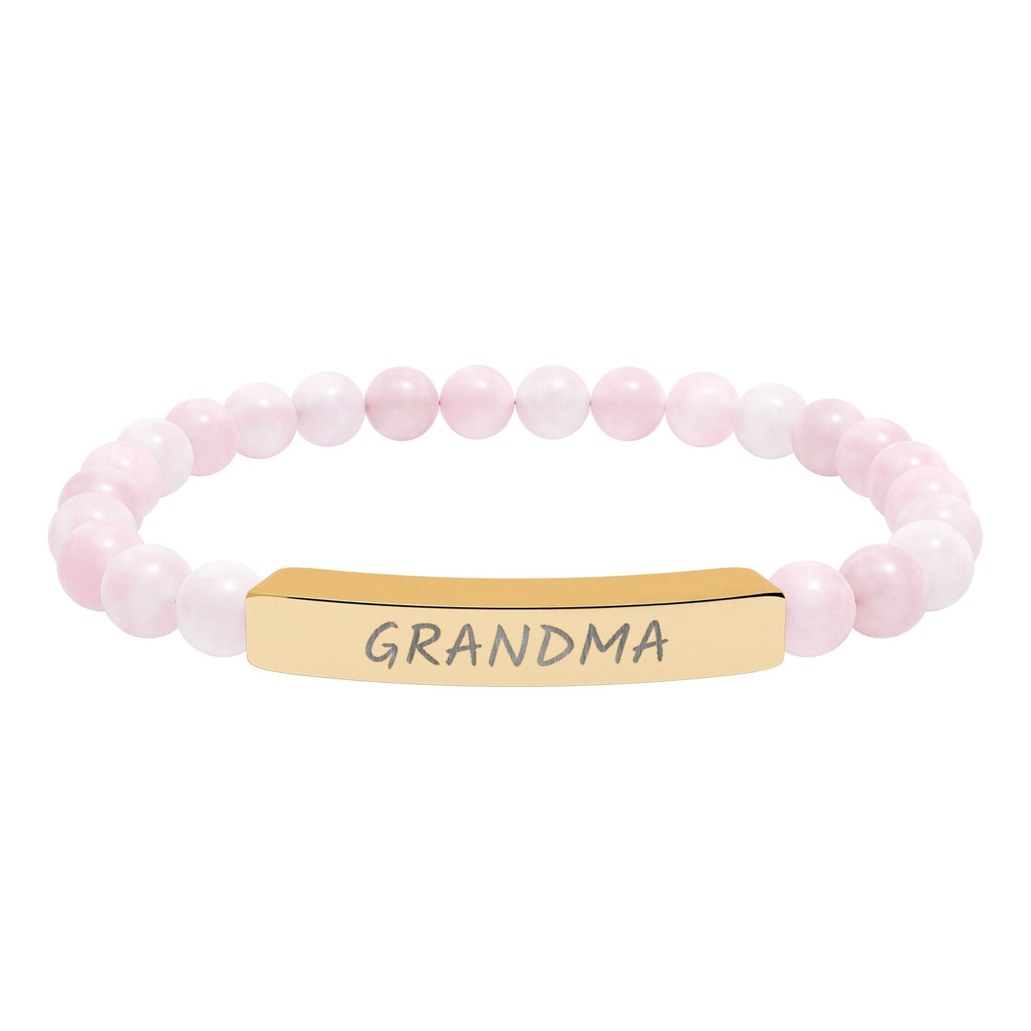 Engraved 'Grandma' Natural Stone Stretch Bar Bracelet
