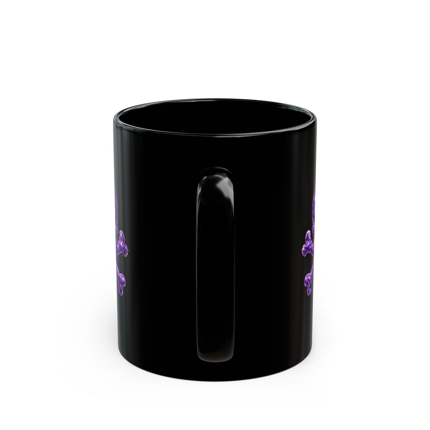 Amethyst Skull & Crossbones Black Ceramic Mug, Coffee Cup