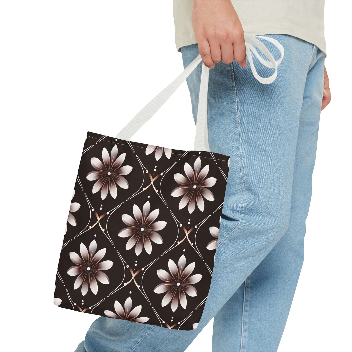 Bowie's Brown Floral Tile Tote Bag