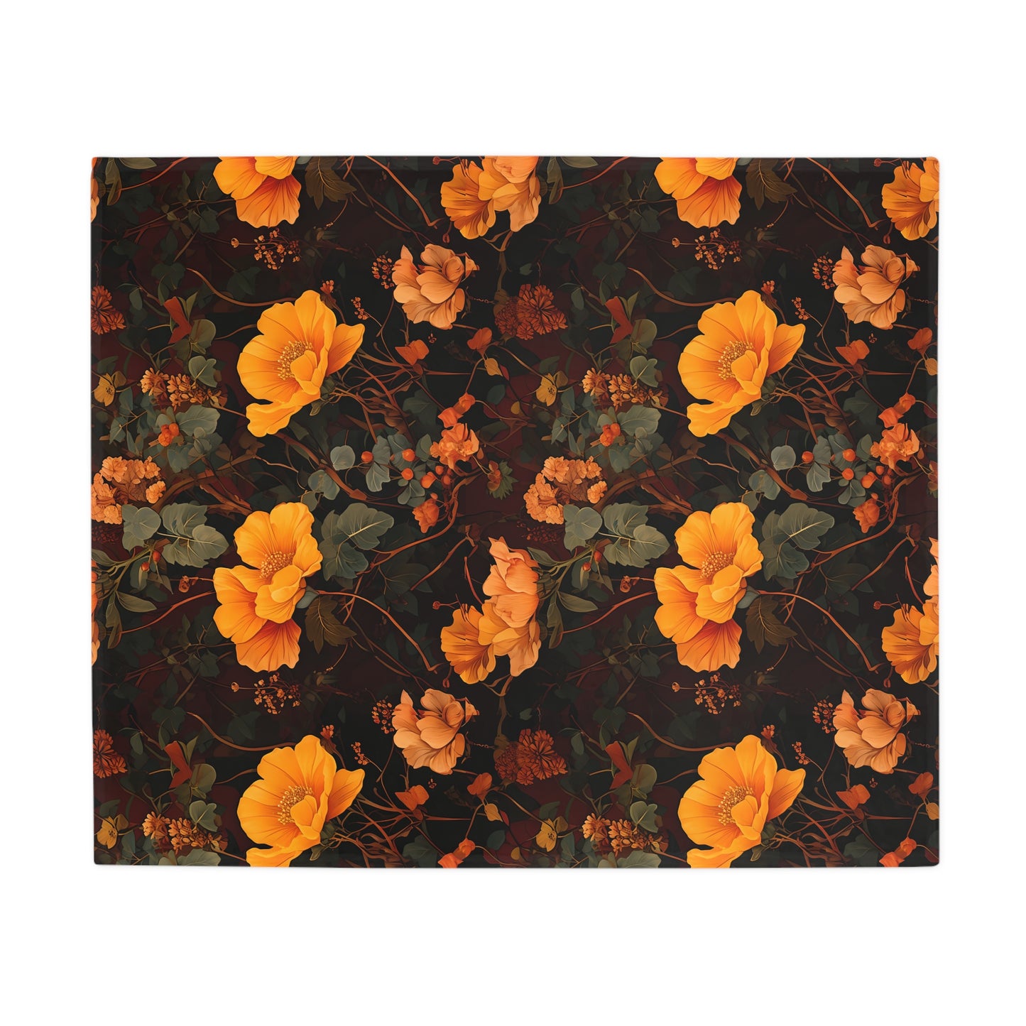 Gia's Golden Floral Plush Fleece Blanket