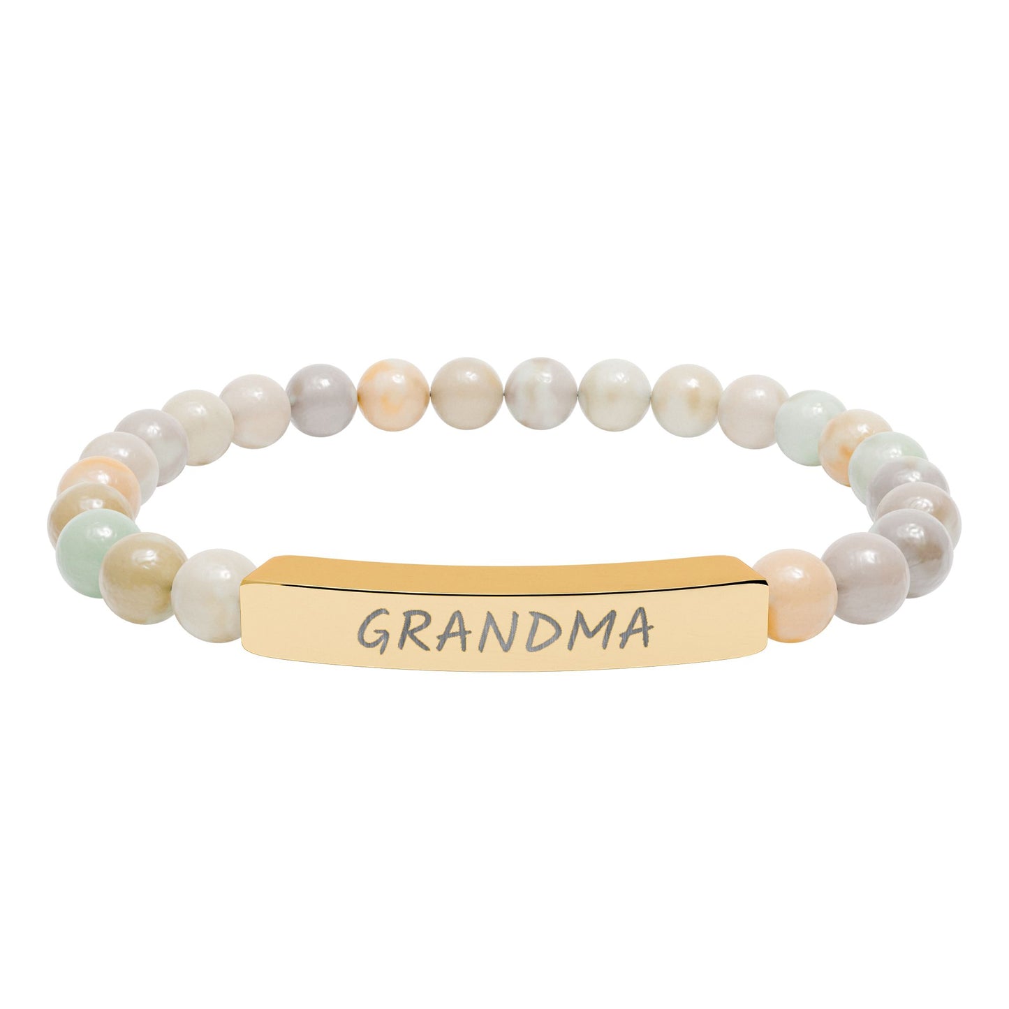 Engraved 'Grandma' Natural Stone Stretch Bar Bracelet