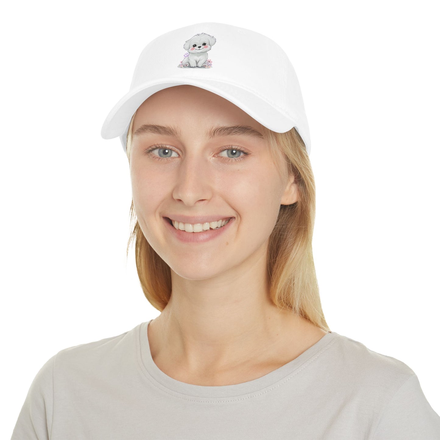 Whitney's White Puppy Low Profile Baseball Cap