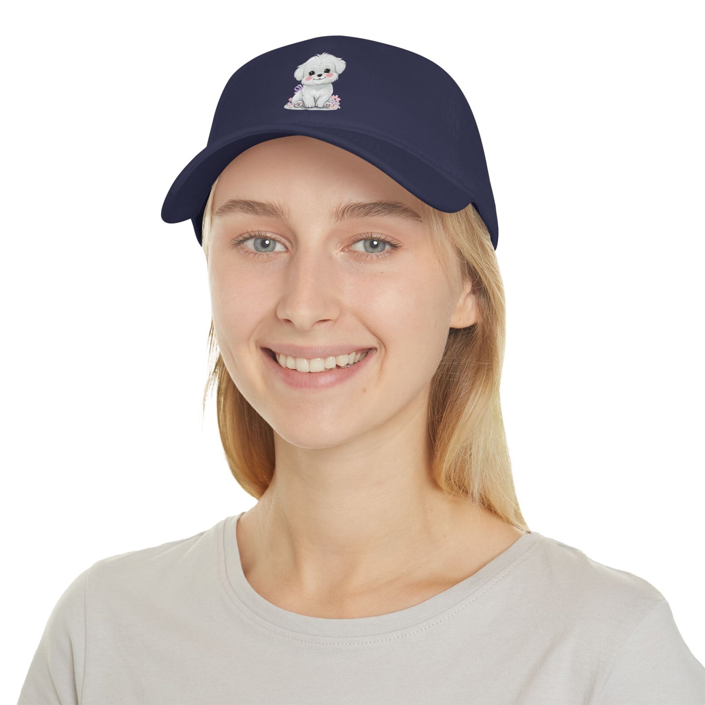 Whitney's White Puppy Low Profile Baseball Cap