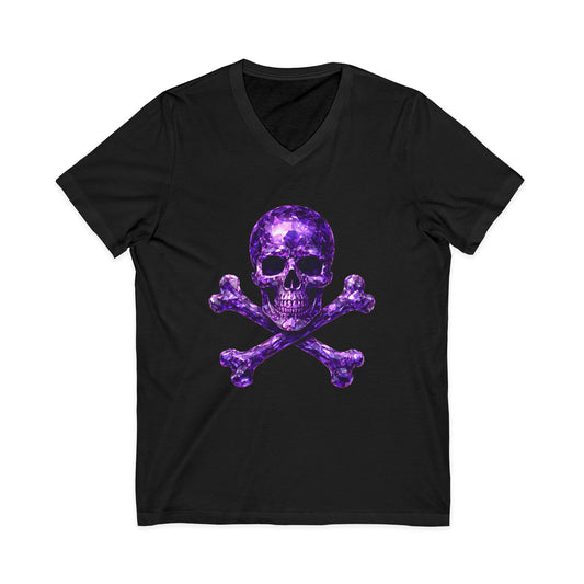 Amethyst Skull & Crossbones V-Neck Adult Shirt