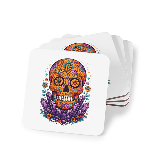 Amethyst & Orange Sugar Skull Coasters