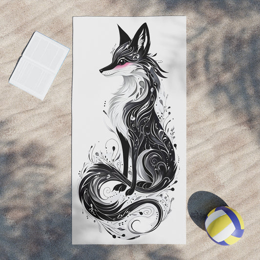 Mystic Black Fox Beach Towel