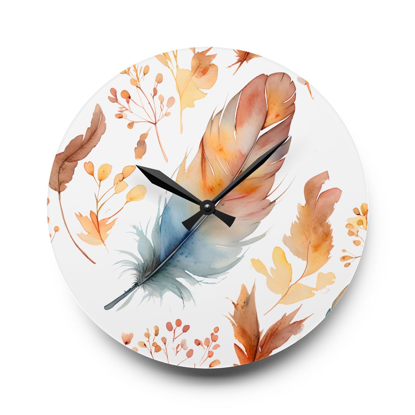 Rusty's Feather Acrylic Wall Clock