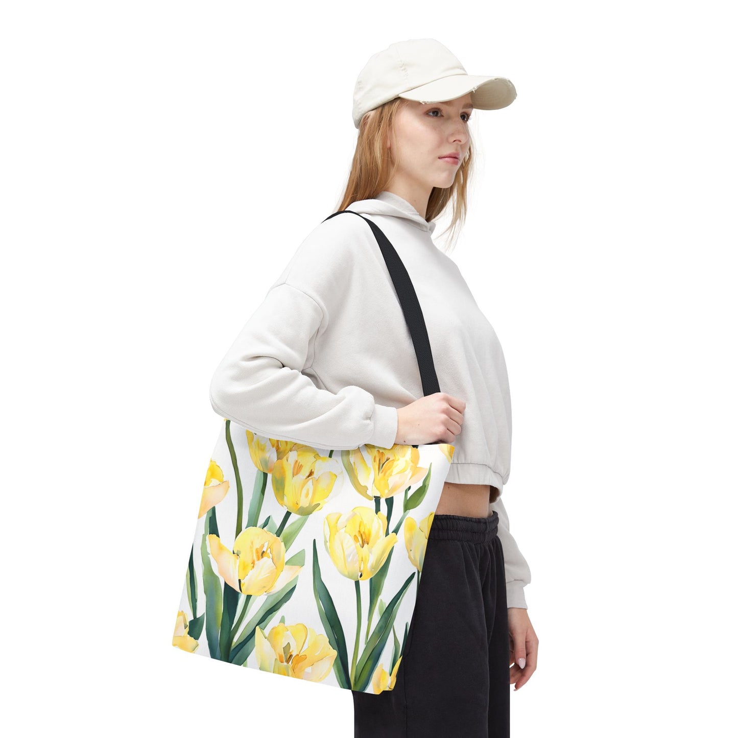 Yetta's Yellow Tulip Floral Tote Bag