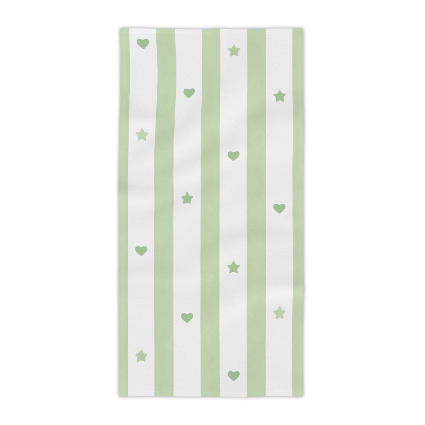 Green Stripe Hearts & Stars Beach Towel