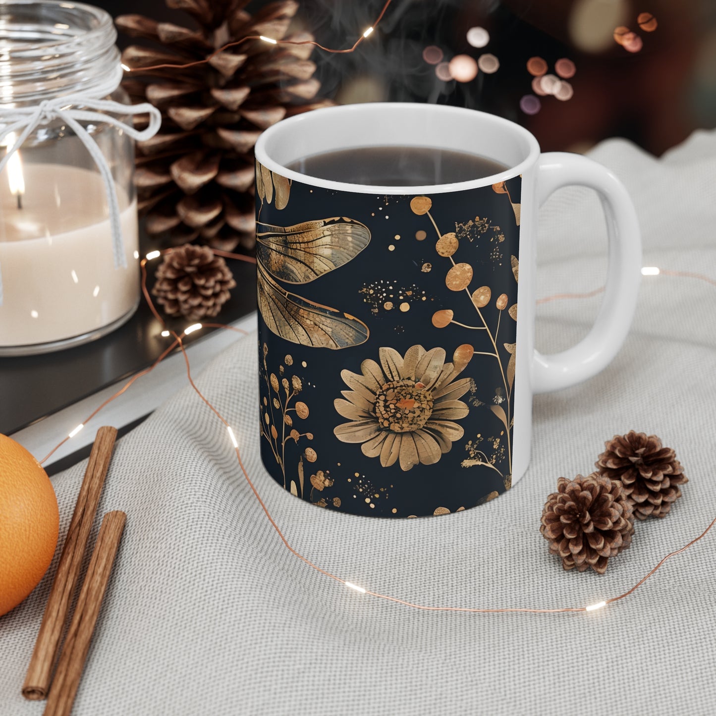 Lily Dragonfly Ceramic Mug, Coffee Cup