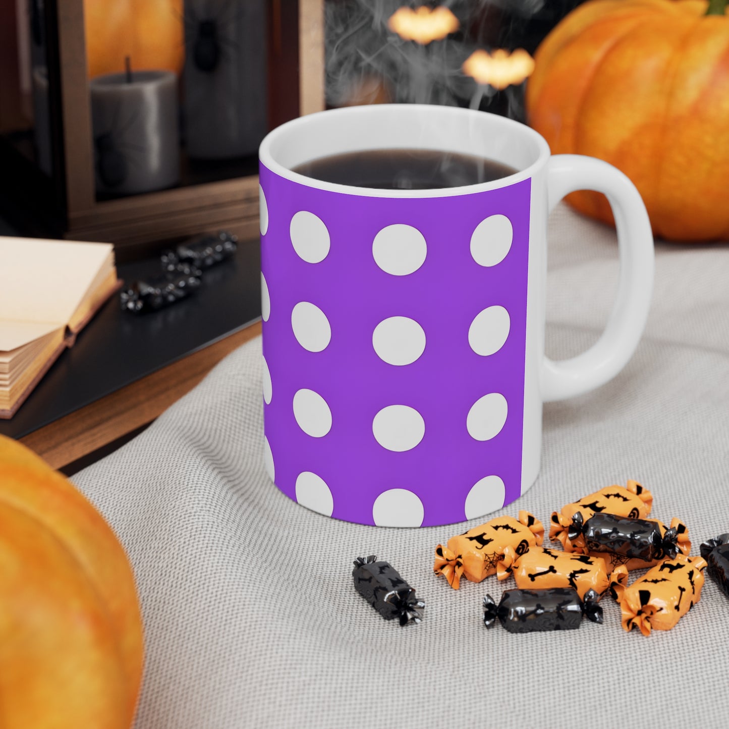 Paul's Purple Polka Dot Ceramic Mug, Coffee Cup
