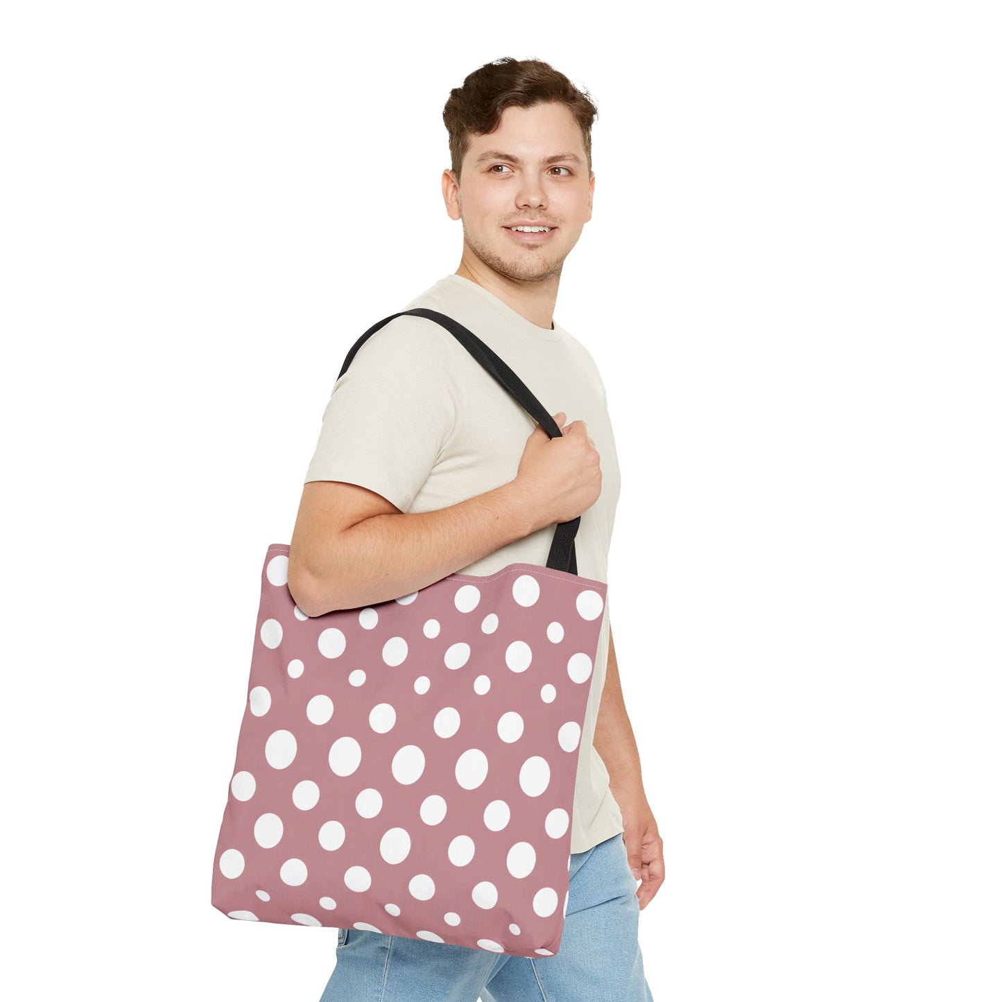 Chic Pink Polka Dot Tote Bag