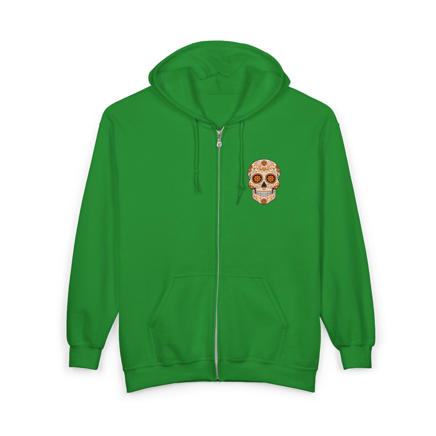 Orange Sugar Skull Full Zip Sweatshirt - Hooded