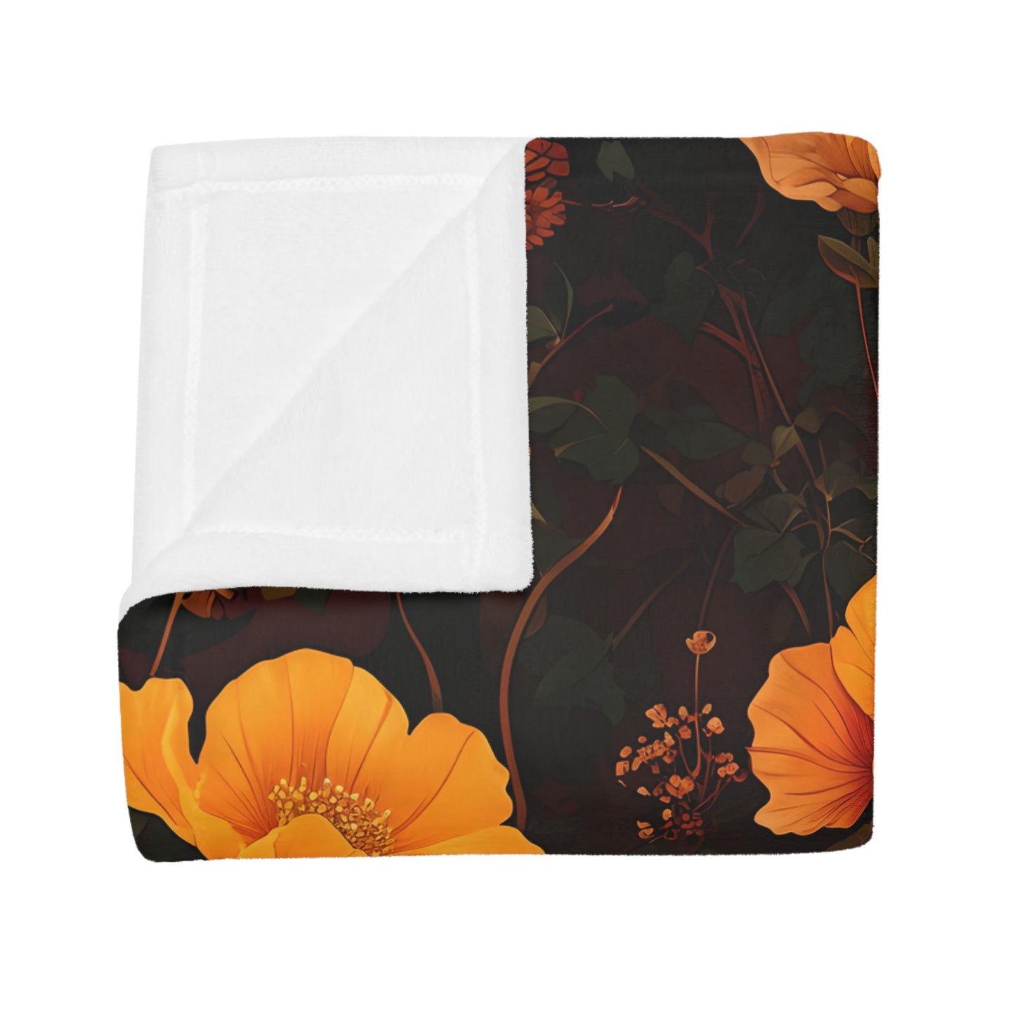 Gia's Golden Floral Plush Fleece Blanket