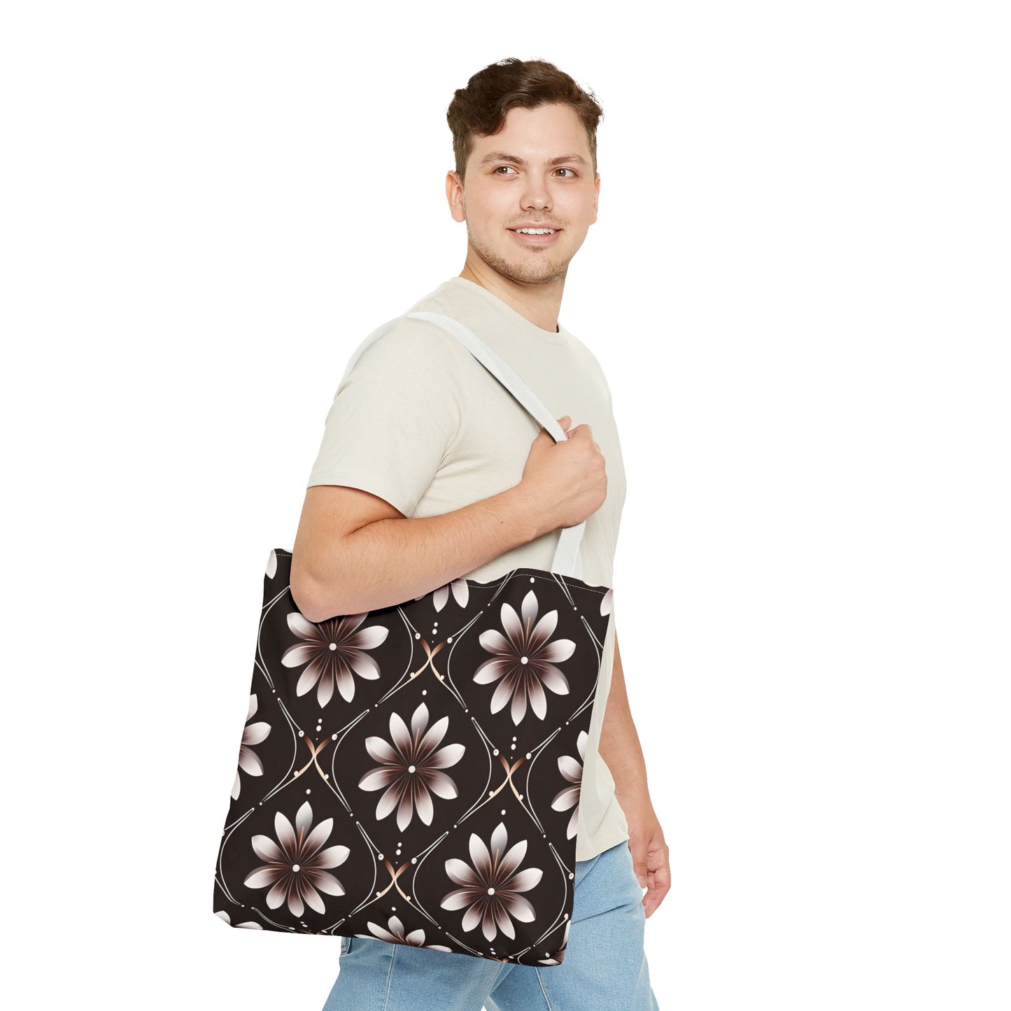 Bowie's Brown Floral Tile Tote Bag