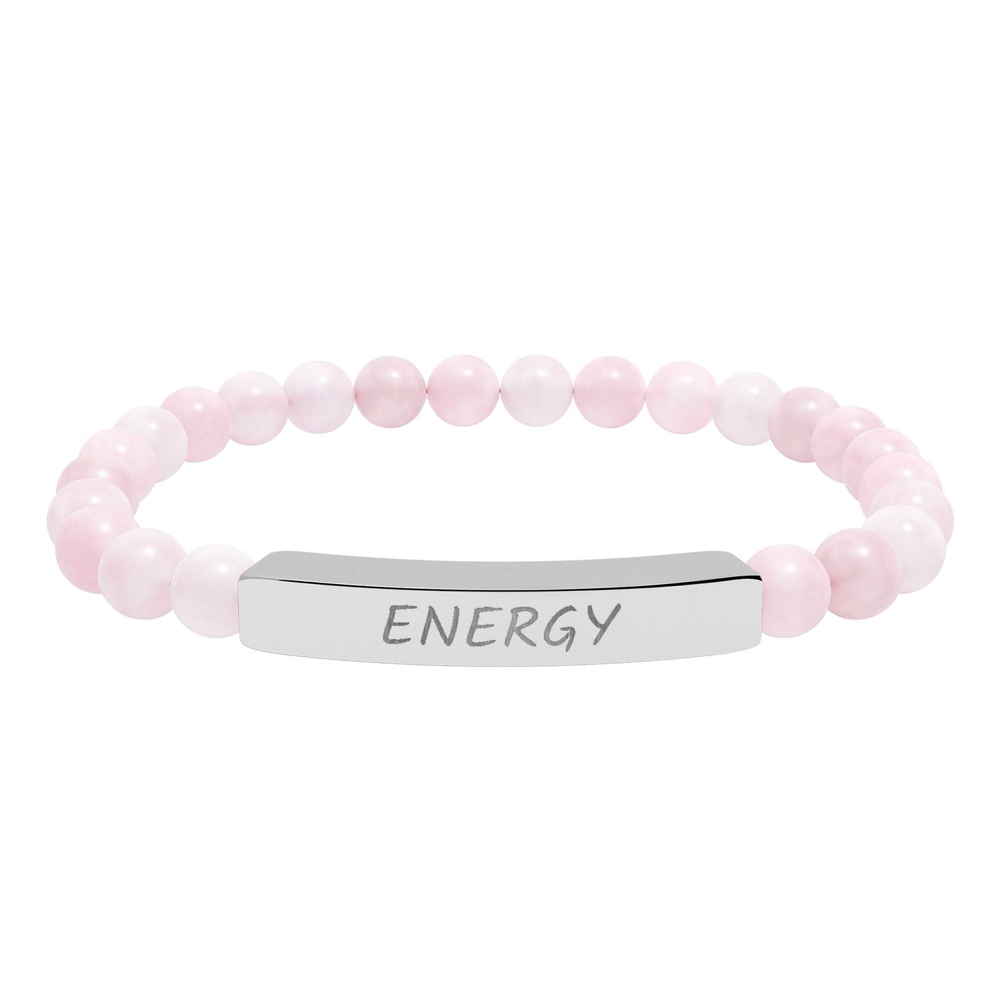 Engraved "Energy" Natural Stone Stretch Bar Bracelet