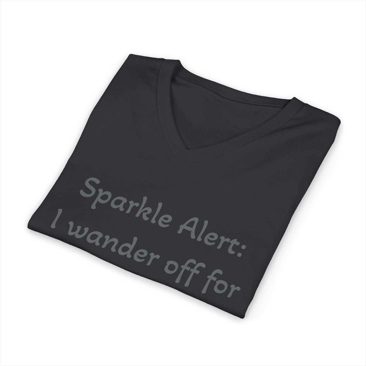Suzie's "Sparkle Alert: I wander off for Crystals' Women's V-Neck Adult Shirt