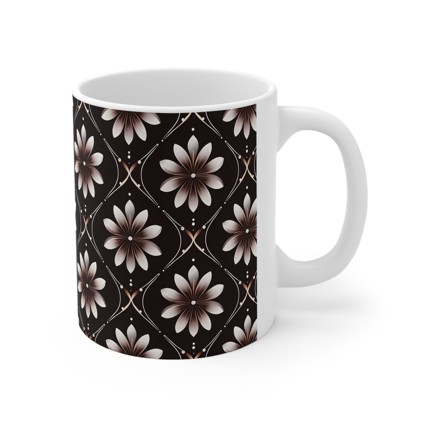 Carson's Chocolate Floral Tile Ceramic Mug, Coffee Cup