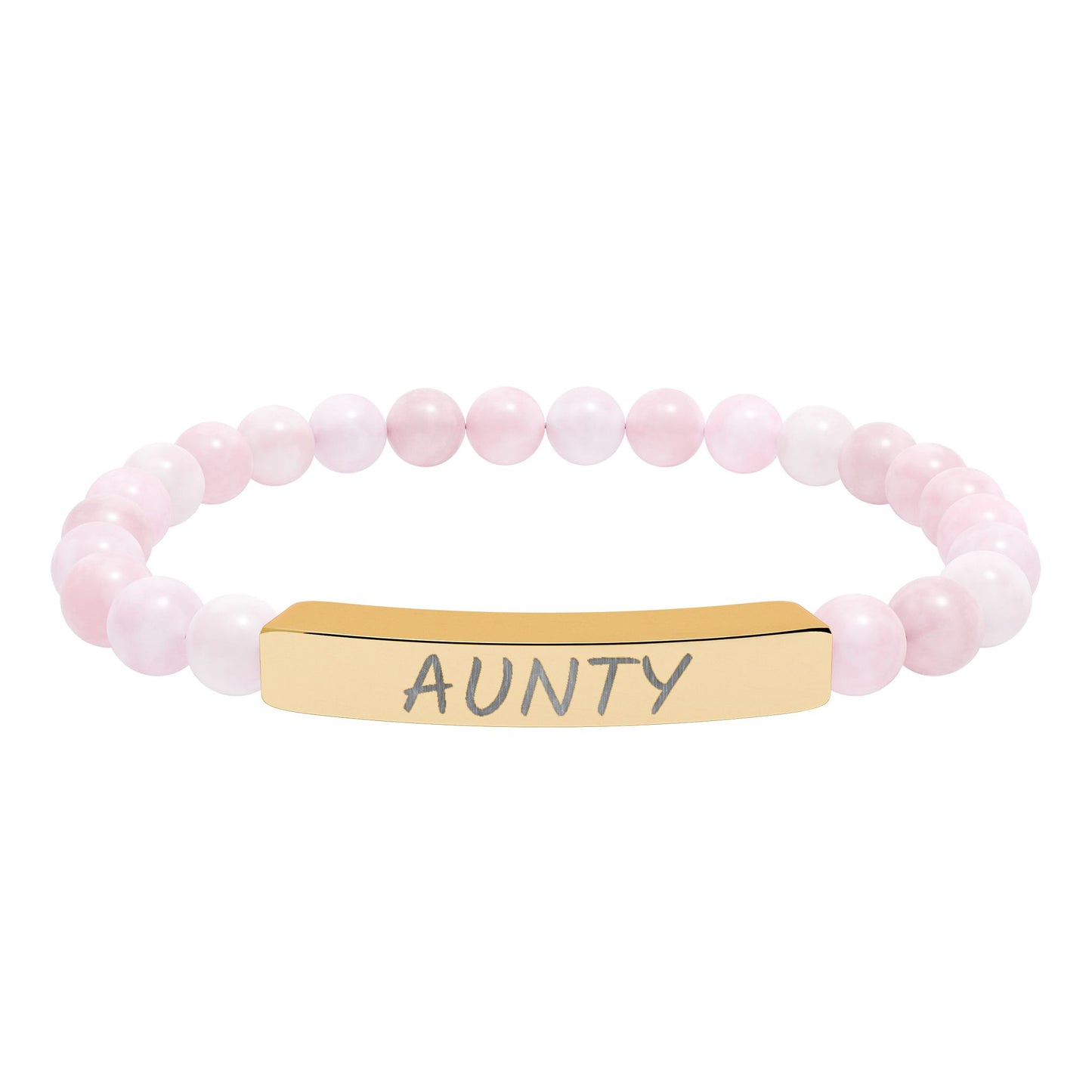 Engraved 'Aunty' Natural Stone Stretch Bar Bracelet