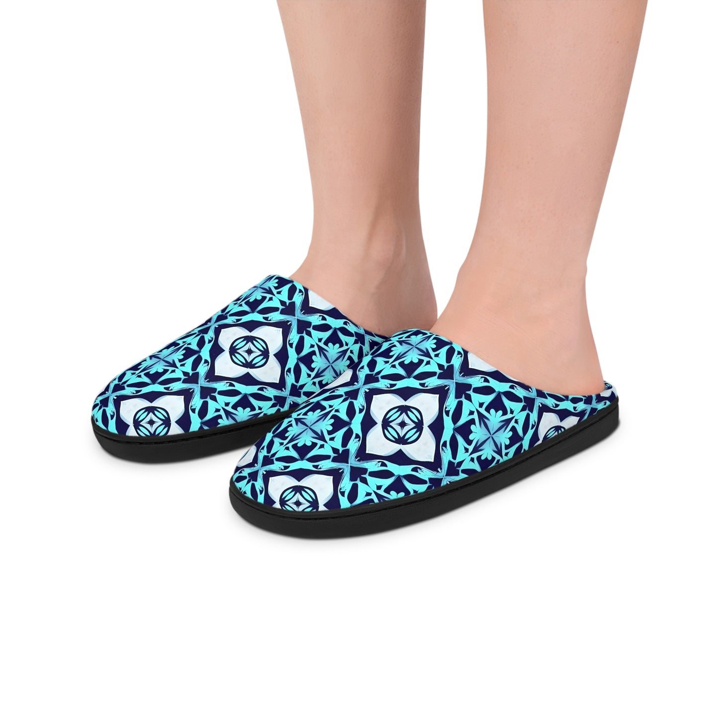Guy's Blue Geometric Pattern Men's Indoor Slippers