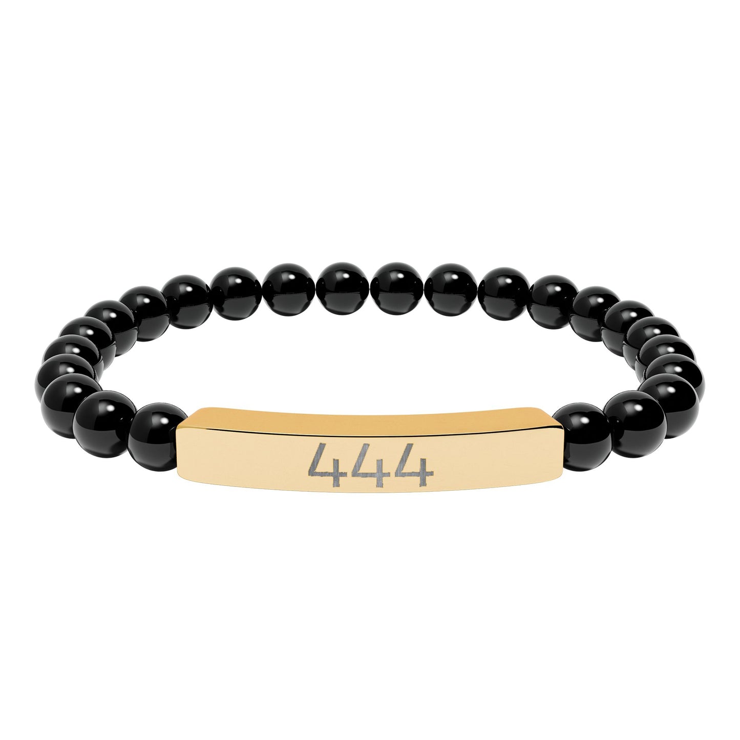 Engraved 444 Natural Stone Stretch Bar Bracelet