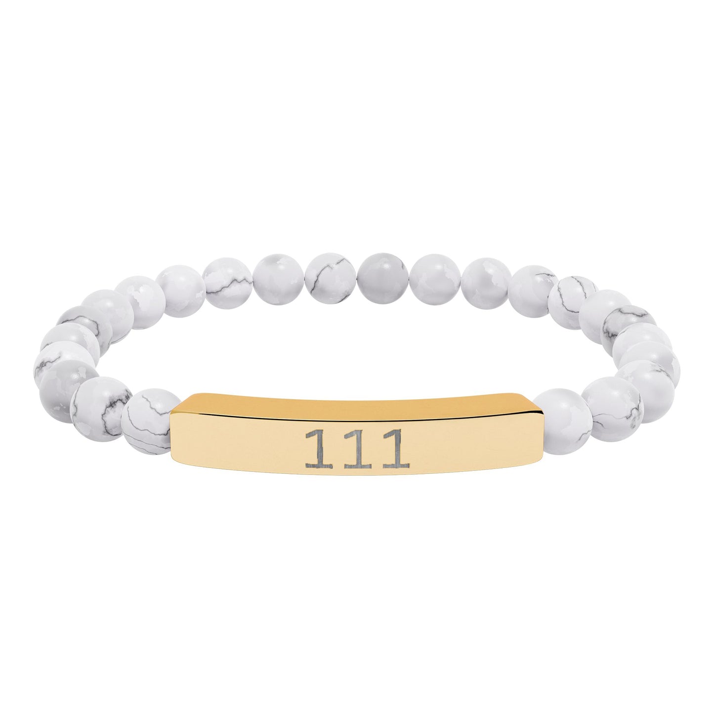 Engraved 111 Natural Stone Stretch Bar Bracelet
