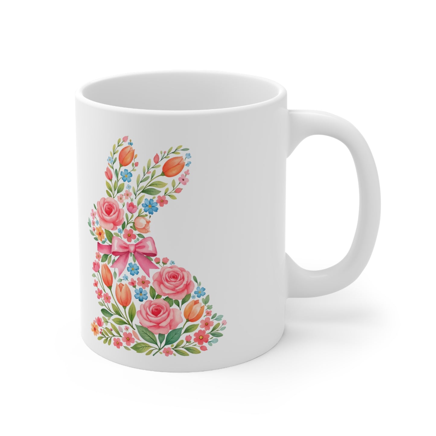 Floral Bunny Ceramic Mug, Coffee Cup