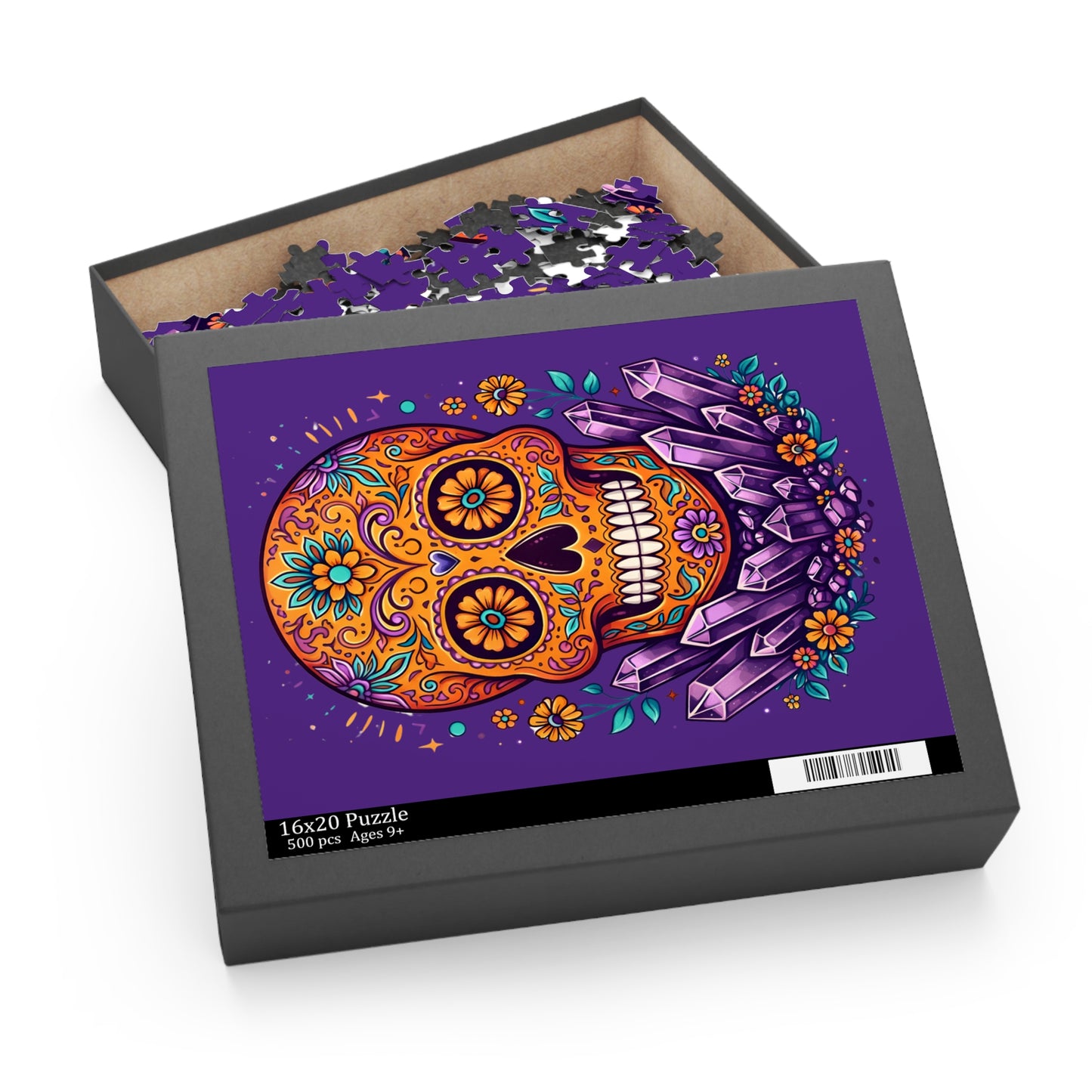 Orange Sugar Skull 500 Piece Jigsaw Puzzle