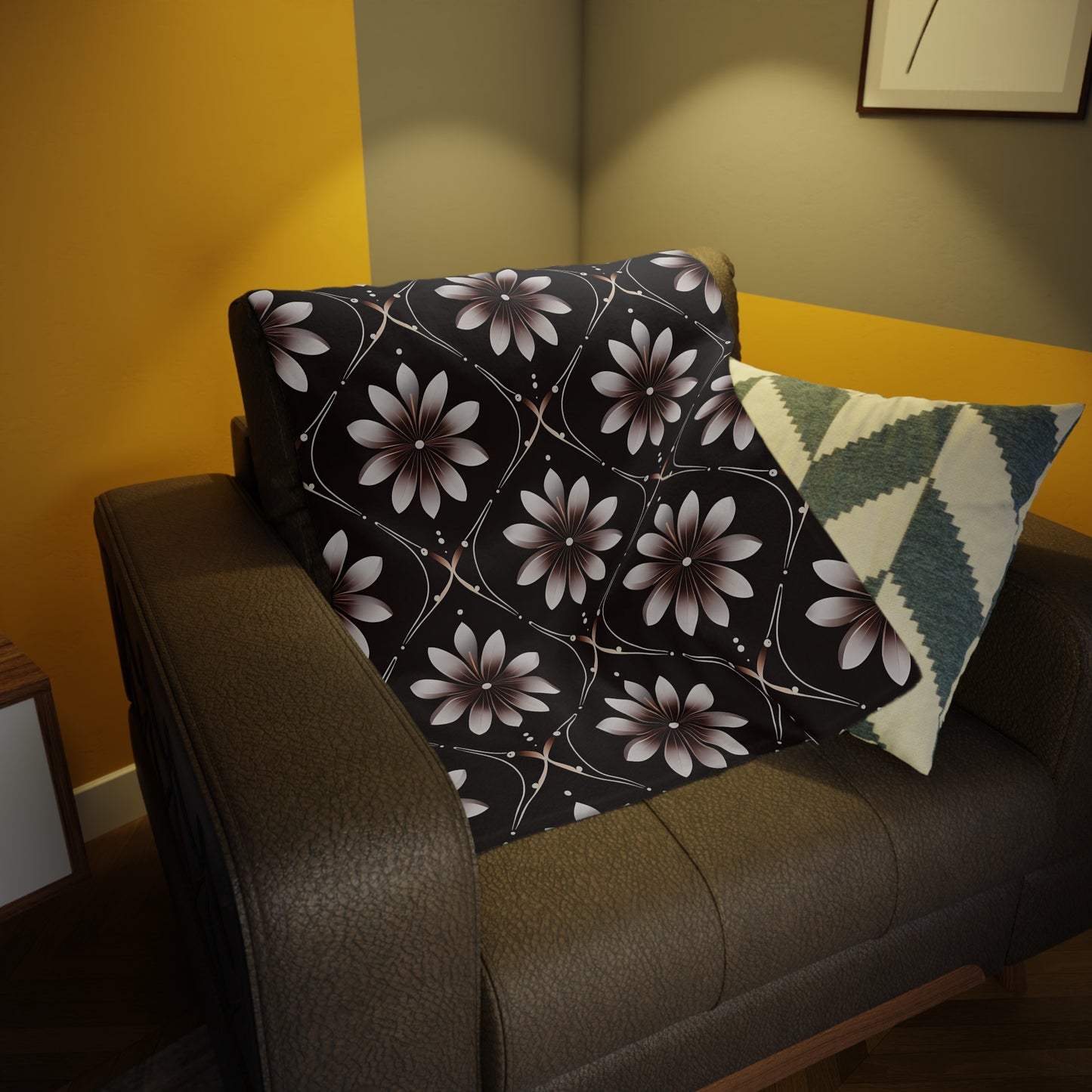 Bonita's Brown Flower Plush Fleece Blanket