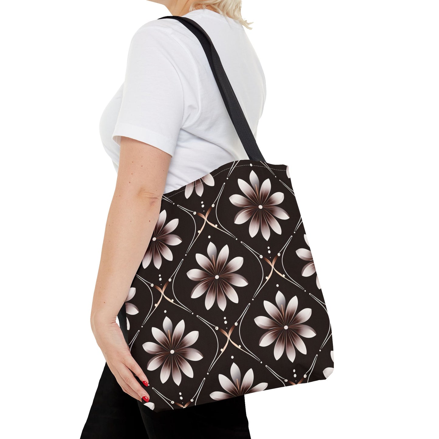 Bowie's Brown Floral Tile Tote Bag
