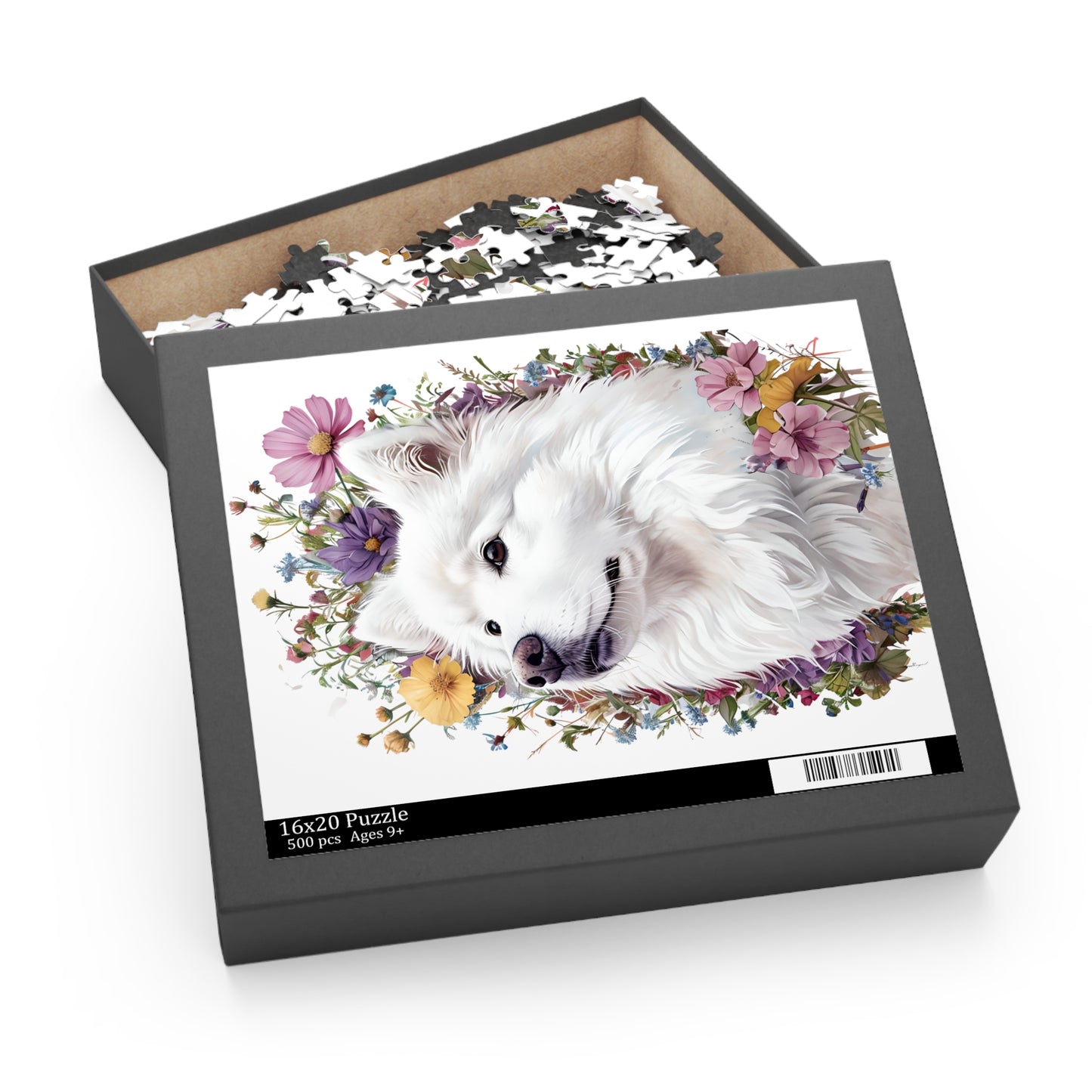Samoyed & Flowers 500 Piece Jigsaw Puzzle