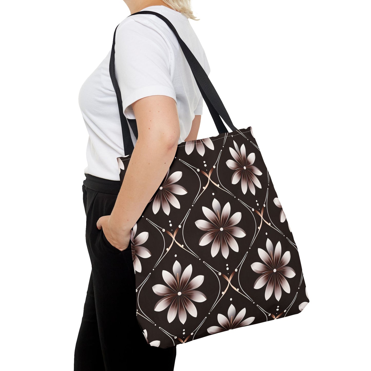 Bowie's Brown Floral Tile Tote Bag