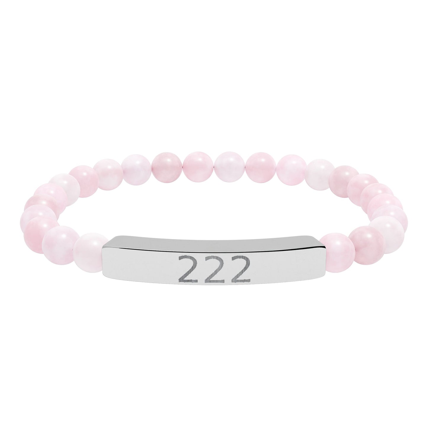 Engraved 222 Natural Stone Stretch Bar Bracelet