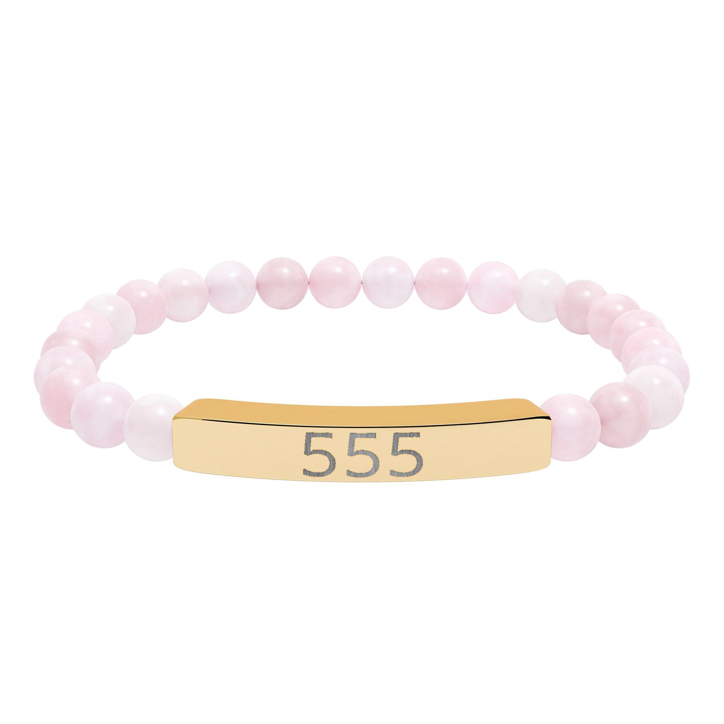Engraved 555 Natural Stone Stretch Bar Bracelet